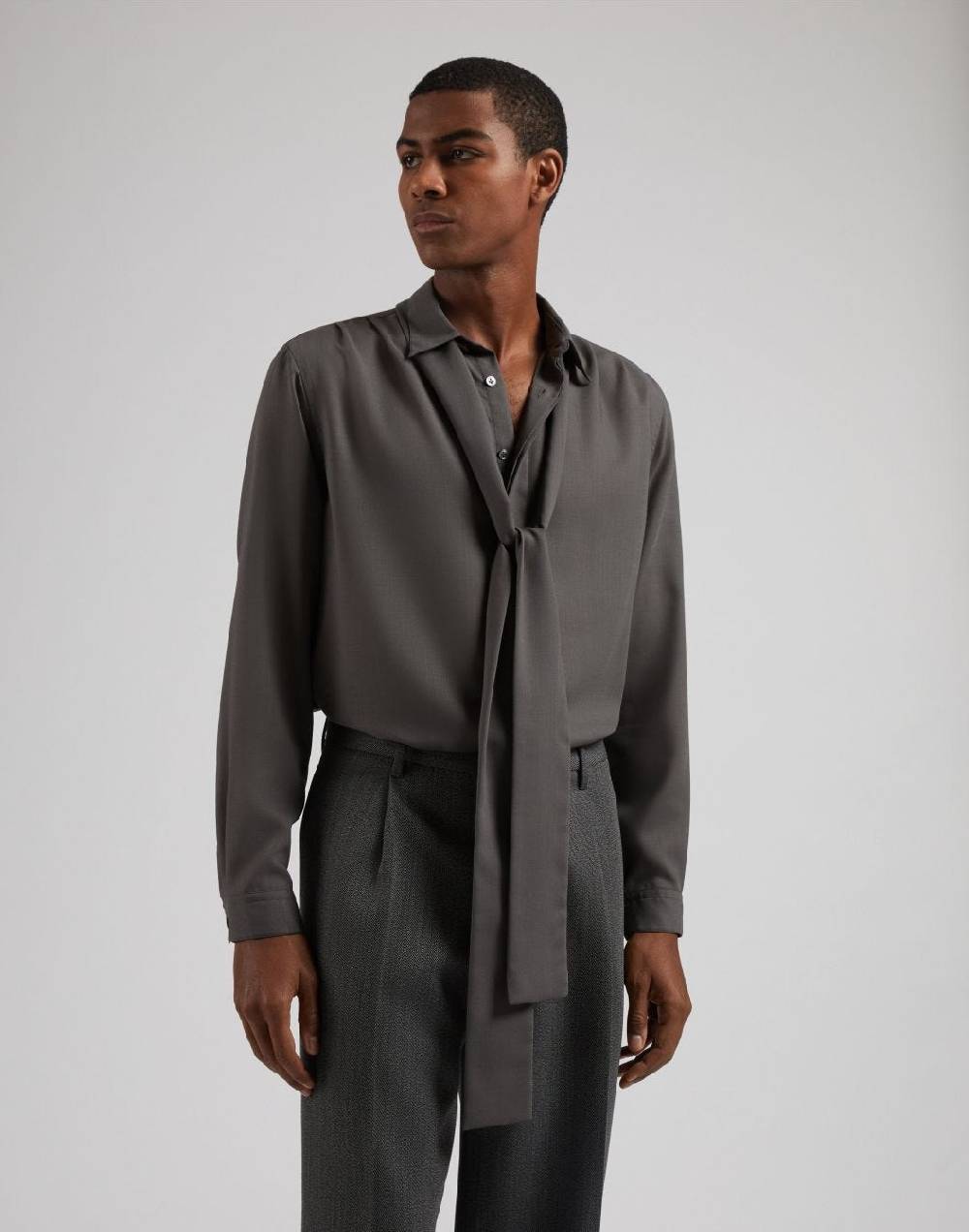 Lardini Camicia ampia attitude in tessuto vaiella grigio Novità