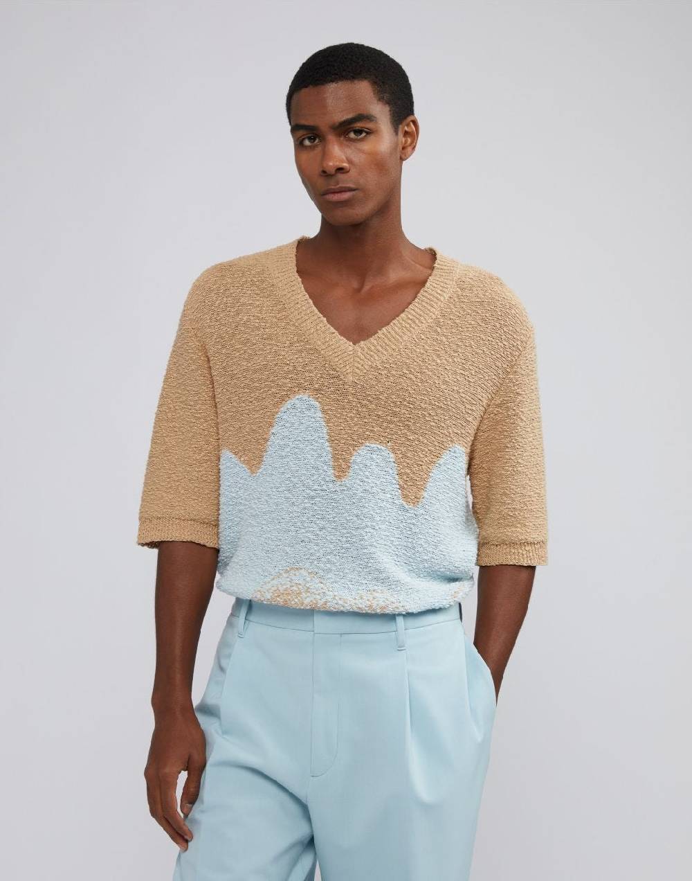 Lardini Maglia a mezza manica con intarsio jacquard Online