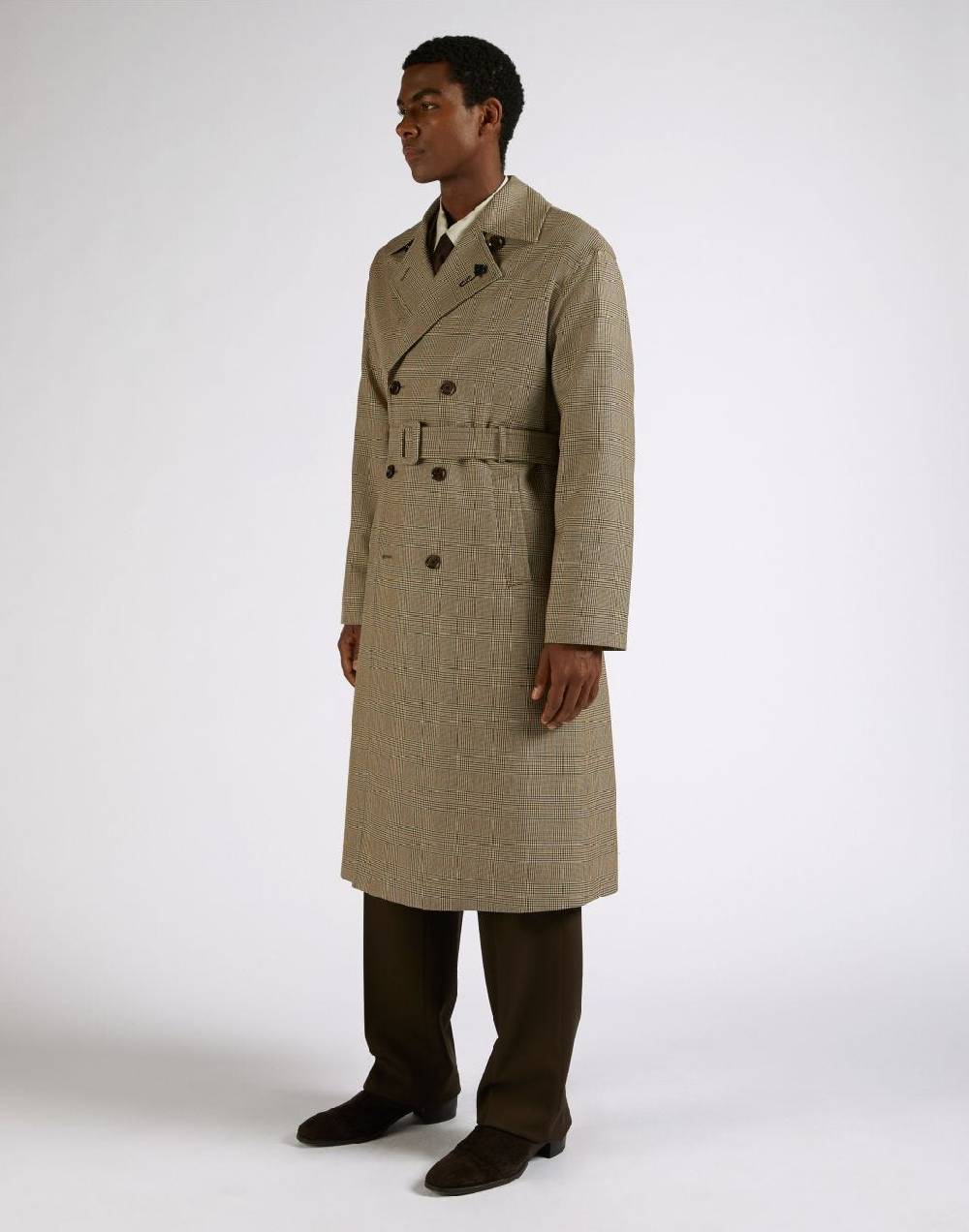 Lardini Trench doppiopetto attitude in lana con cintura in vita Saldi Di Fabbrica