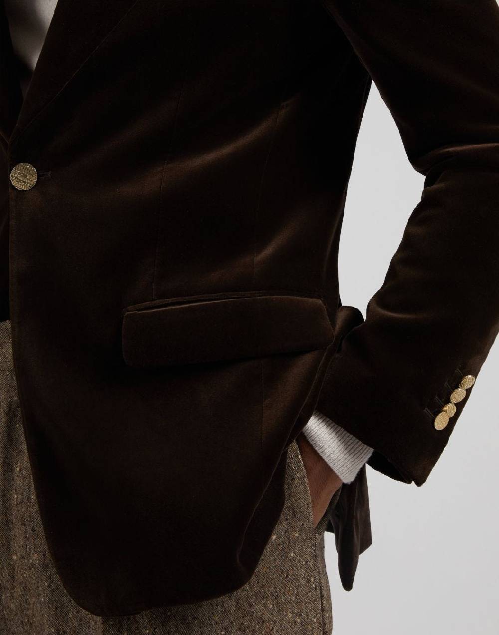 Lardini Giacca monopetto attitude in velluto liscio marrone I Più Venduti