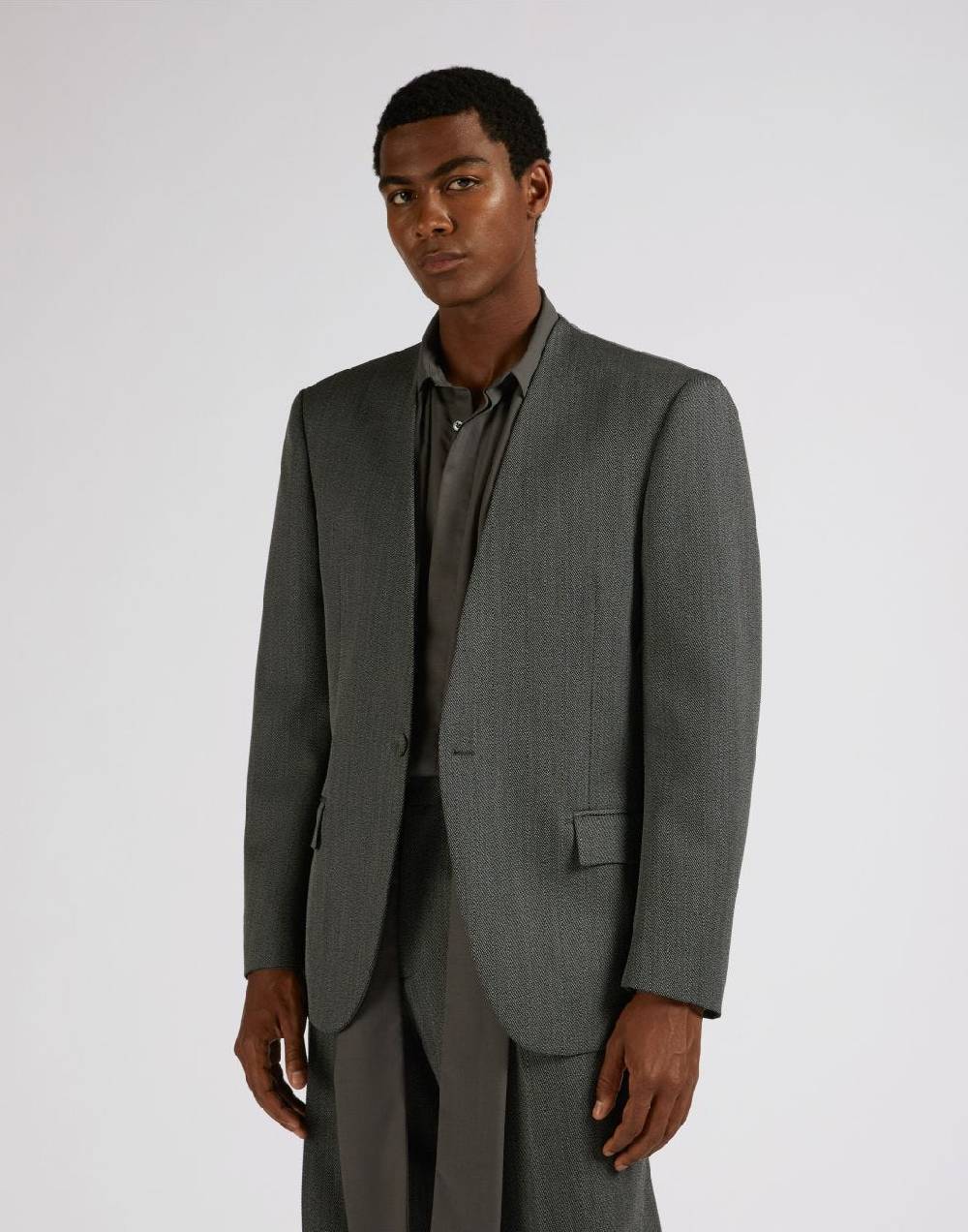 Lardini Giacca monopetto attitude senza rever in lana grigio-bianco Vendite Flash