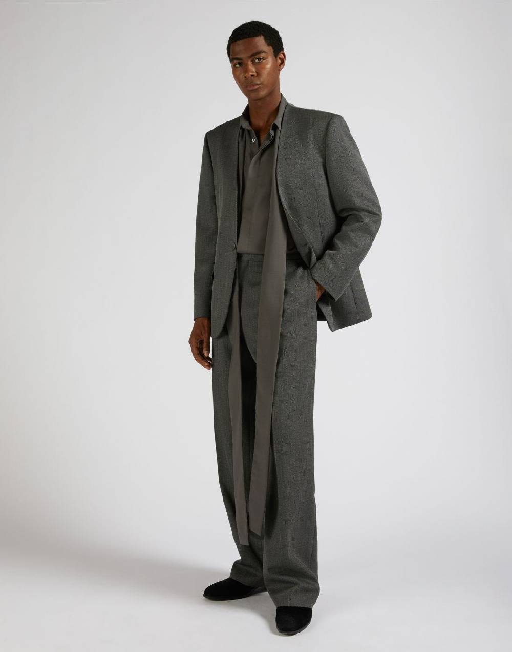 Lardini Giacca monopetto attitude senza rever in lana grigio-bianco Vendite Flash