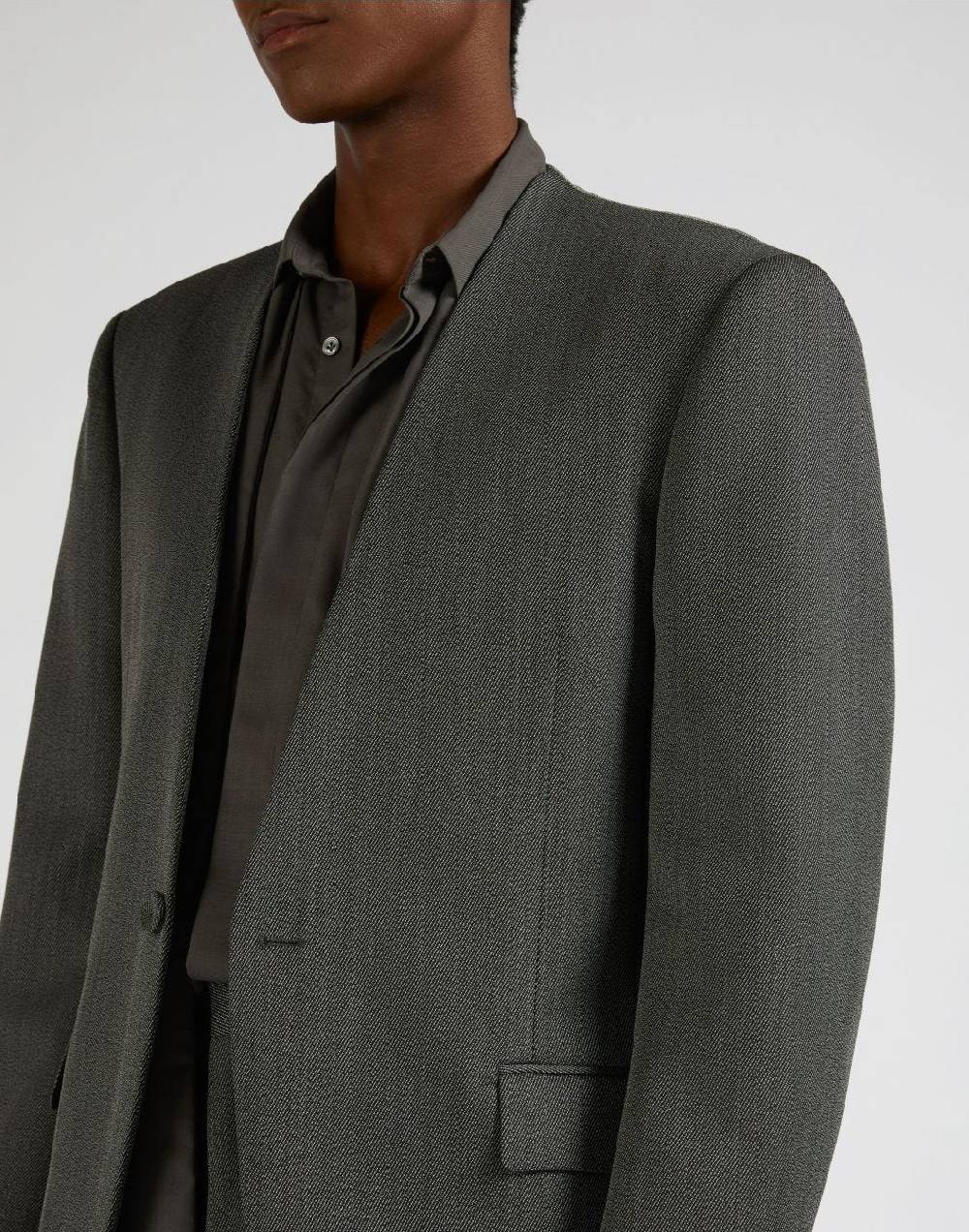 Lardini Giacca monopetto attitude senza rever in lana grigio-bianco Vendite Flash