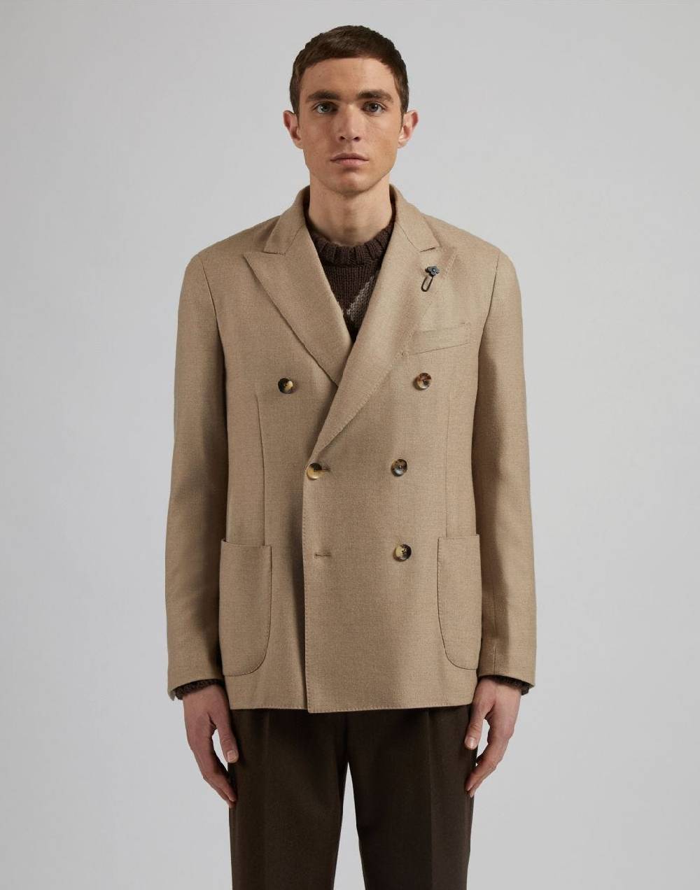 Lardini Giacca special line beige doppiopetto in cashmere natural stretch Offerta Anniversario
