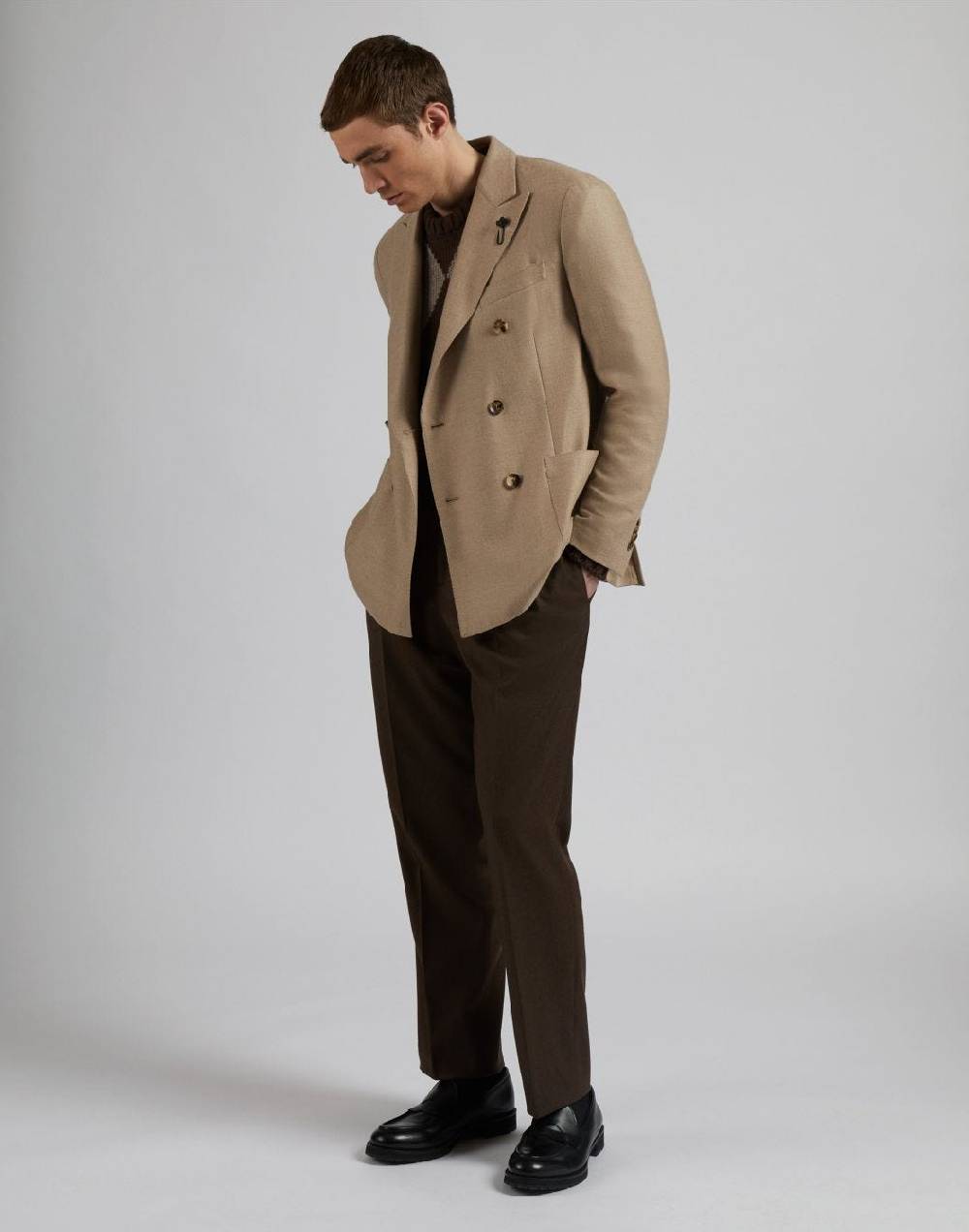 Lardini Giacca special line beige doppiopetto in cashmere natural stretch Offerta Anniversario