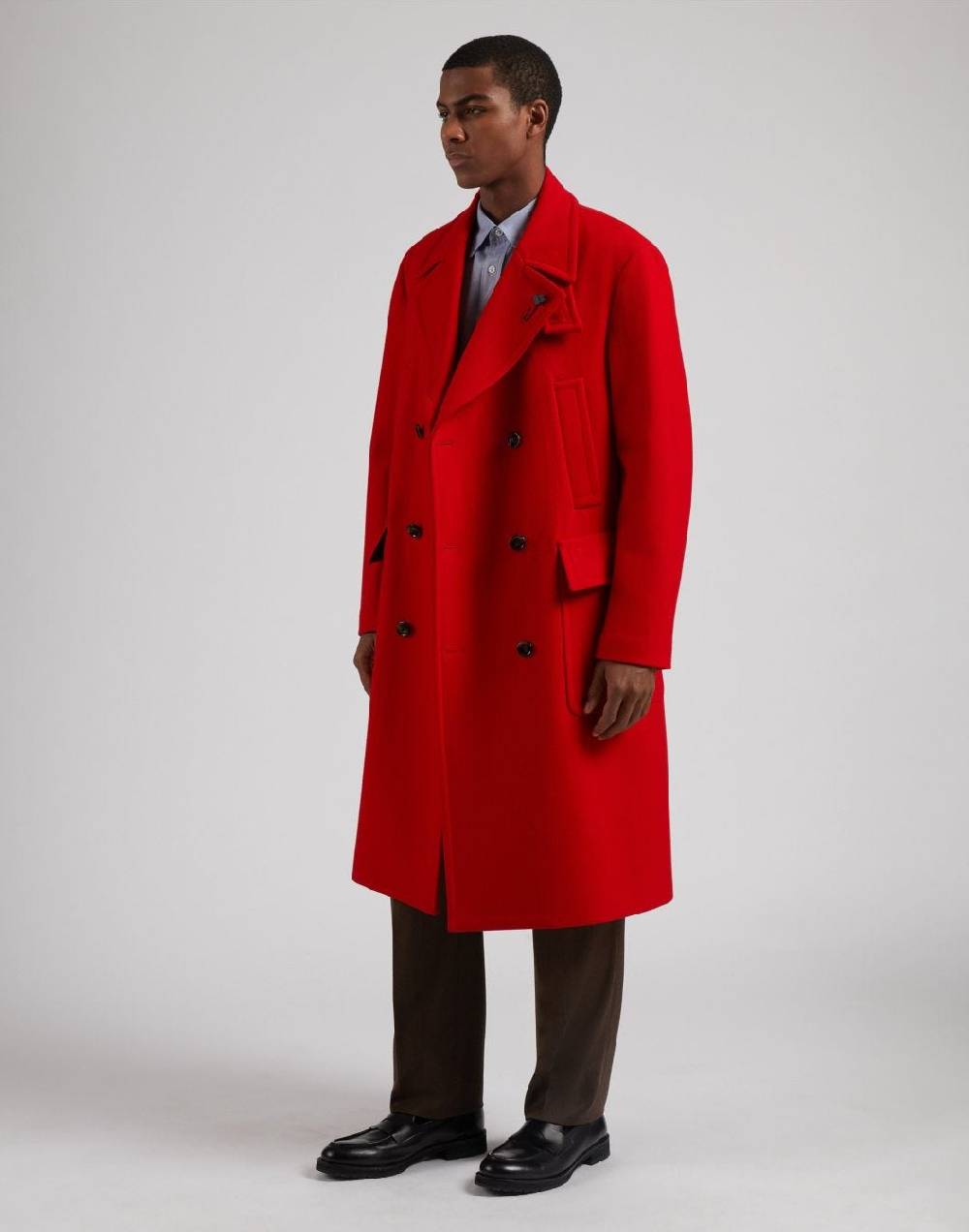 Lardini Cappotto doppiopetto rosso in tessuto misto lana In Linea