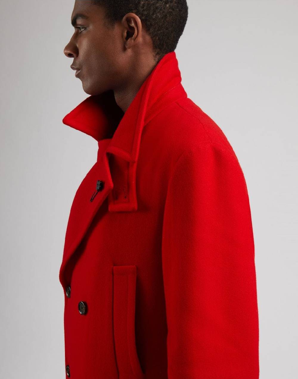Lardini Cappotto doppiopetto rosso in tessuto misto lana In Linea