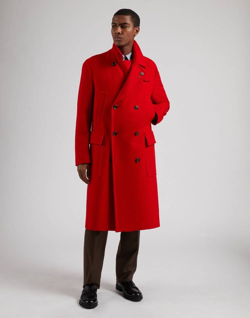 Lardini Cappotto doppiopetto rosso in tessuto misto lana In Linea