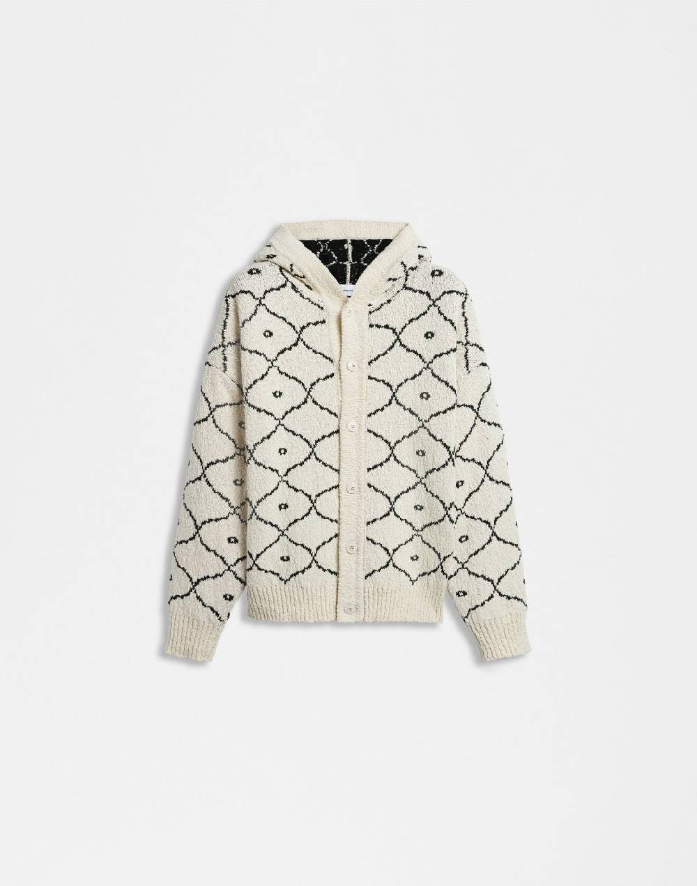 Lardini Cardigan in maglia con bottoni e cappuccio Nuovo
