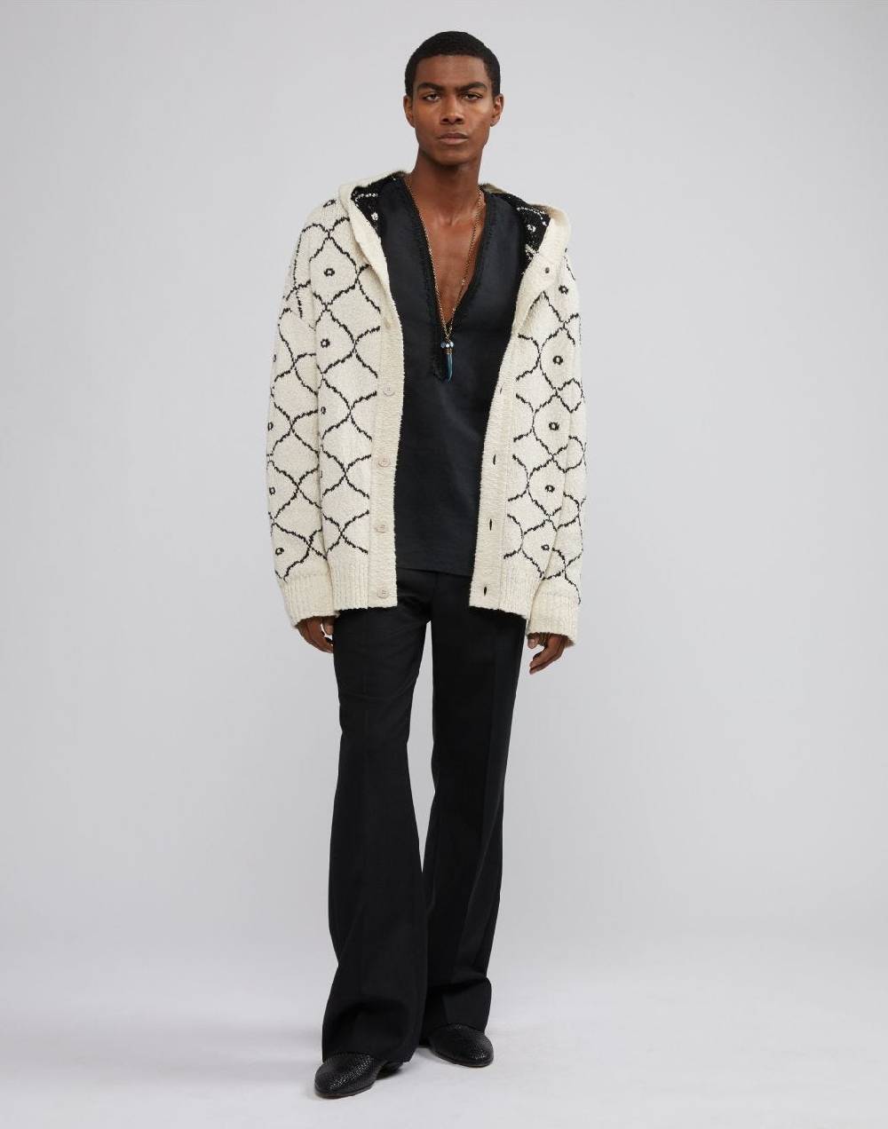 Lardini Cardigan in maglia con bottoni e cappuccio Nuovo