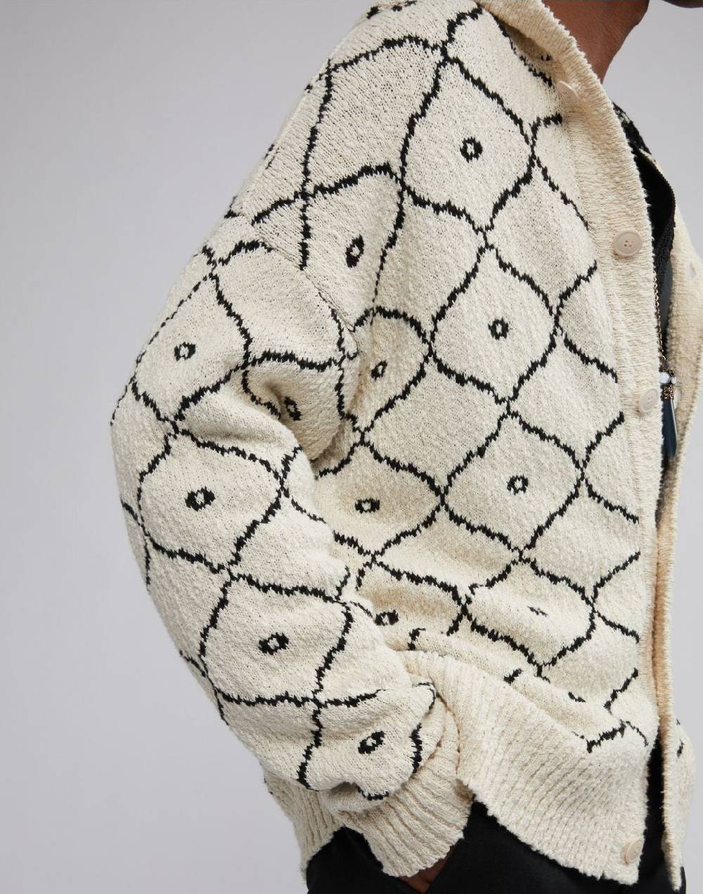 Lardini Cardigan in maglia con bottoni e cappuccio Nuovo