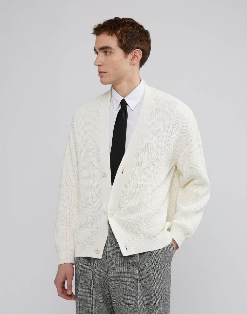 Lardini Cardigan bianco in cotone crêpe e lavorazione a coste Vendita