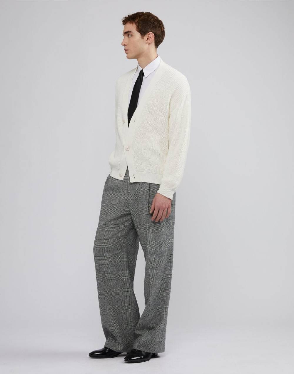 Lardini Cardigan bianco in cotone crêpe e lavorazione a coste Vendita