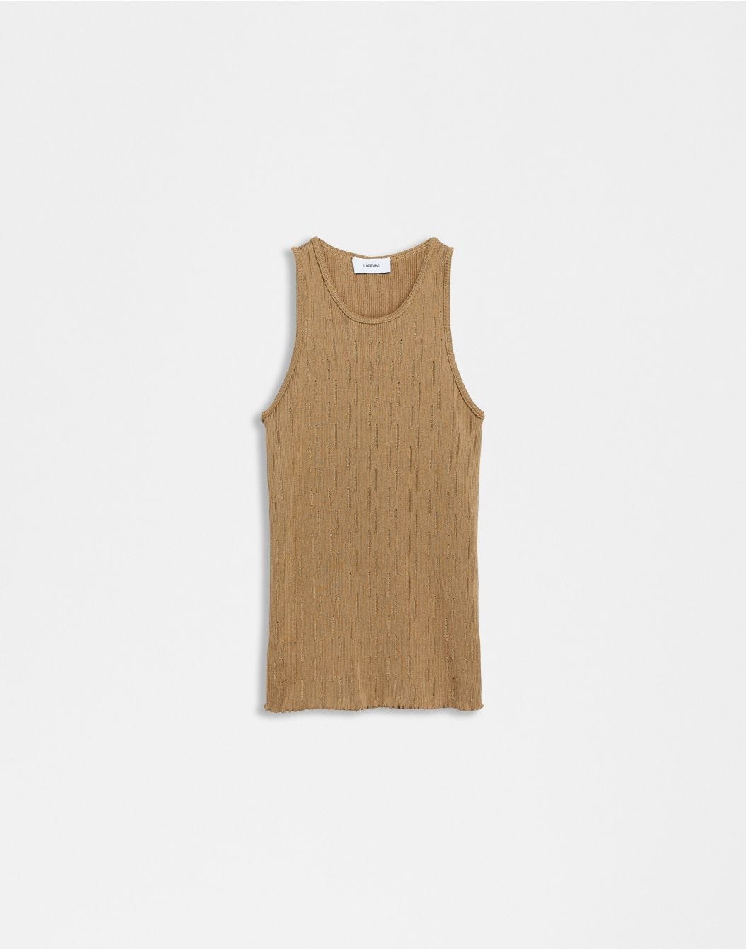 Lardini Canotta in maglia beige con costina Spedizione Gratuita