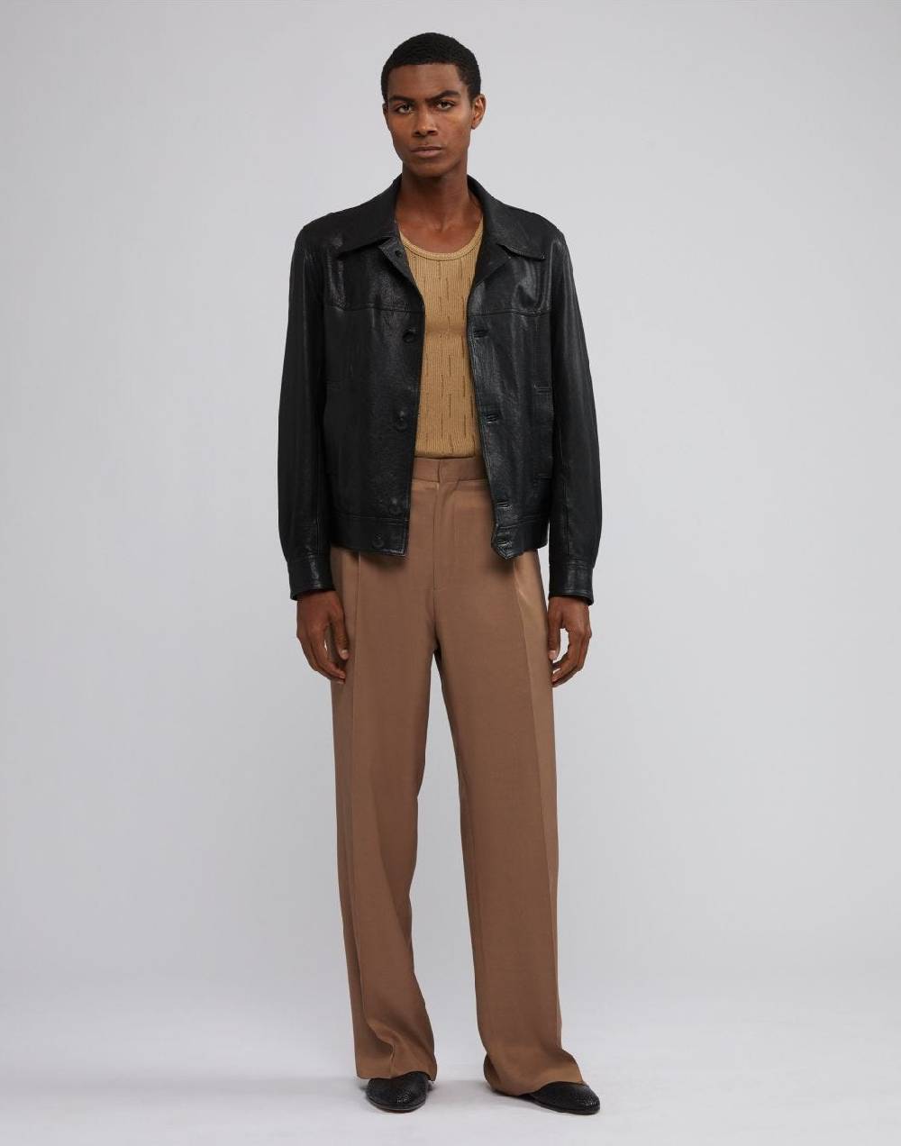 Lardini Canotta in maglia beige con costina Spedizione Gratuita