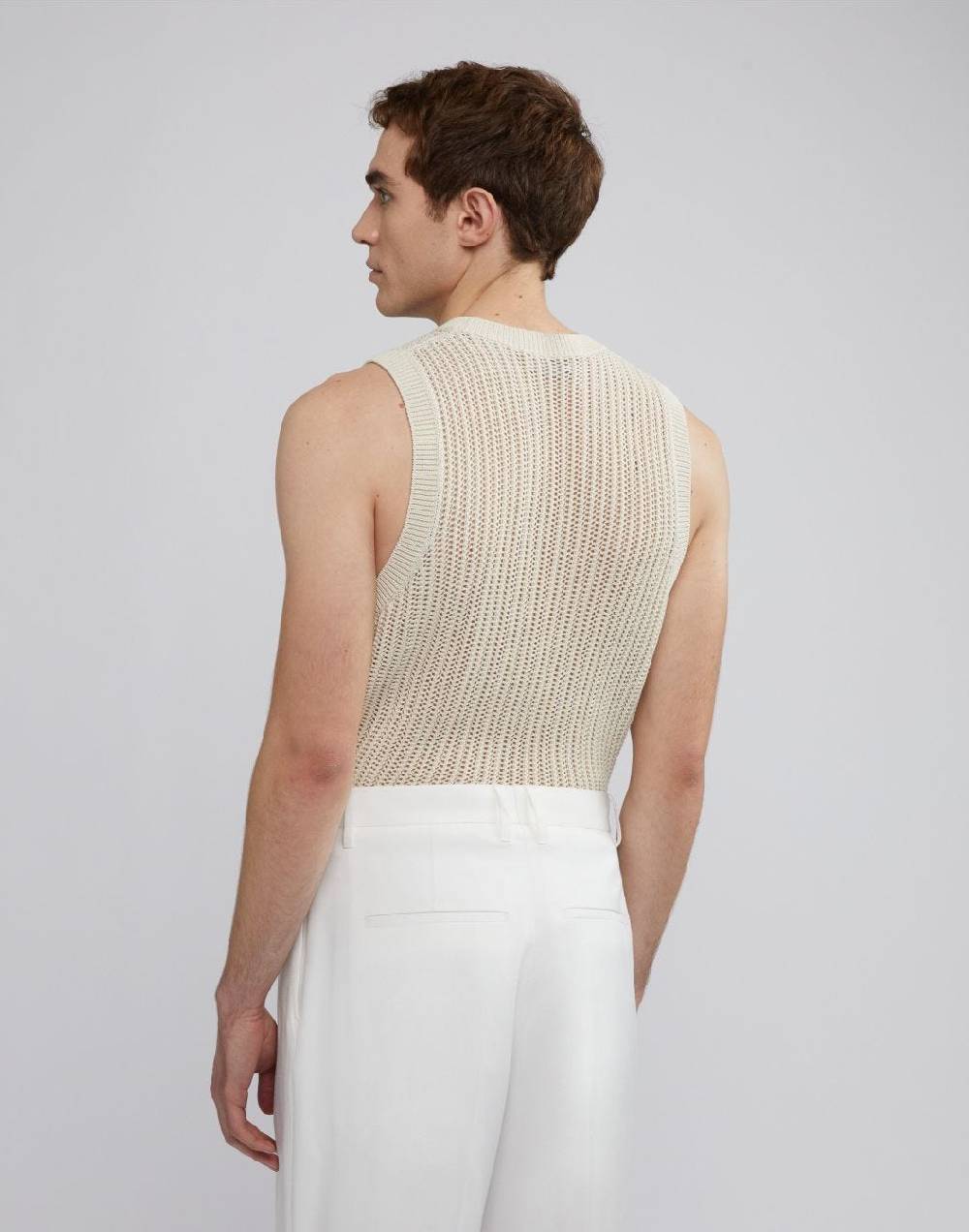 Lardini Canotta in maglia panna a coste traforata Liquidazione
