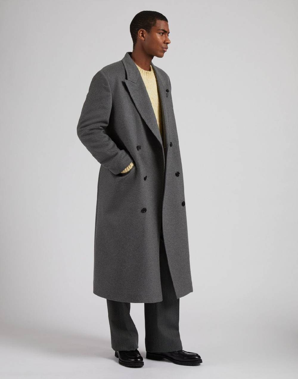 Lardini Cappotto doppiopetto grigio in puro cashmere riciclato Qualità Garantita
