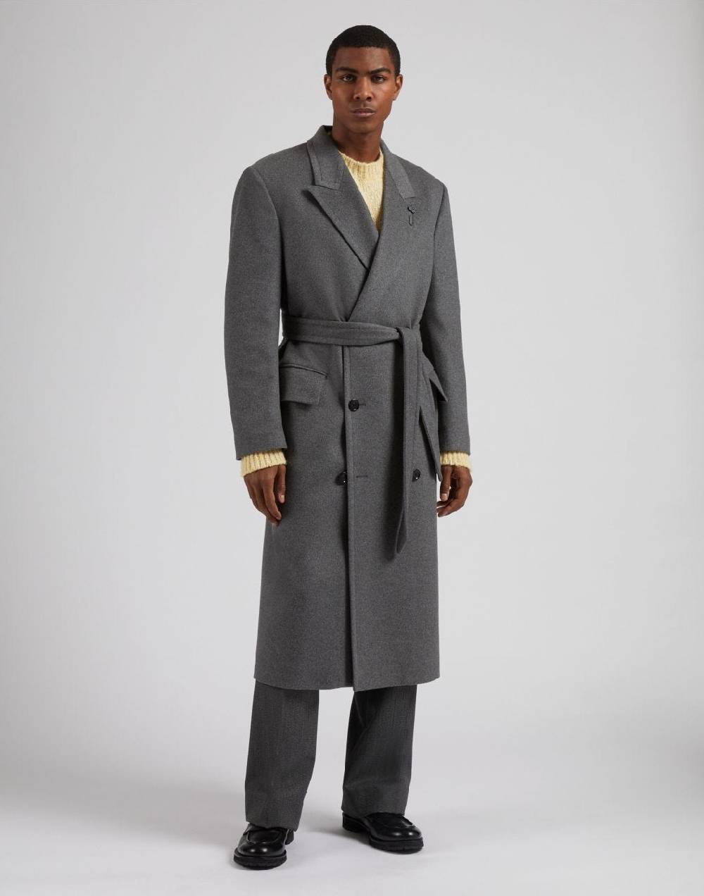 Lardini Cappotto doppiopetto grigio in puro cashmere riciclato Qualità Garantita