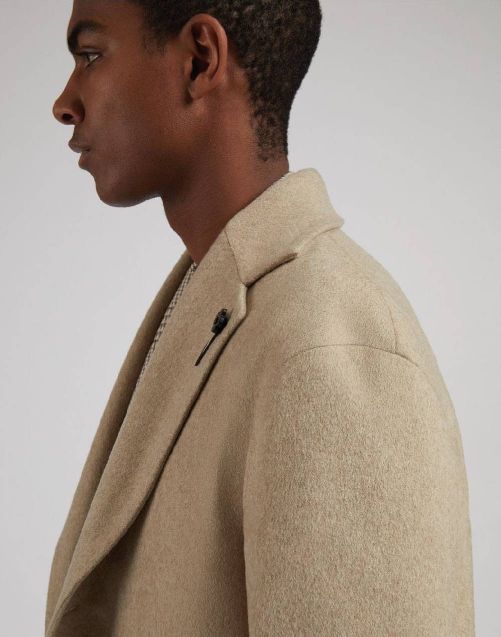 Lardini Cappotto monopetto beige in cashmere look beaver Negozi Online