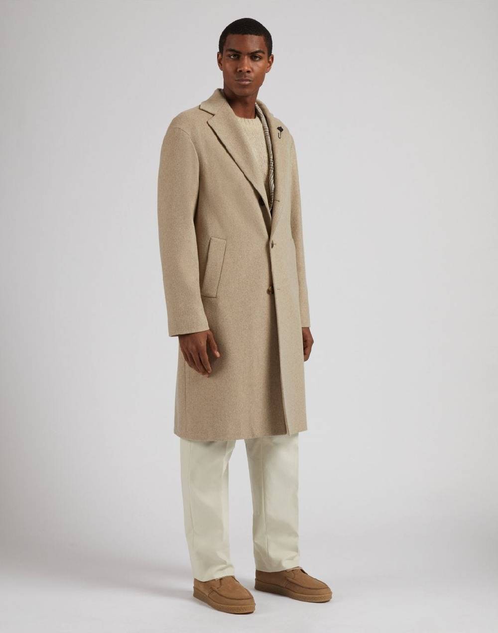 Lardini Cappotto monopetto beige in cashmere look beaver Negozi Online