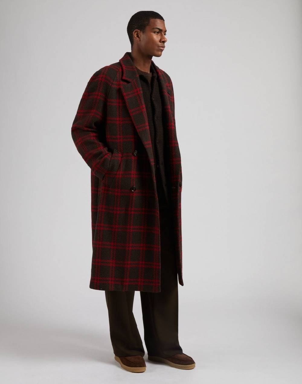 Lardini Cappotto doppiopetto maxi quadro in lana inglese shetland Consegna Veloce