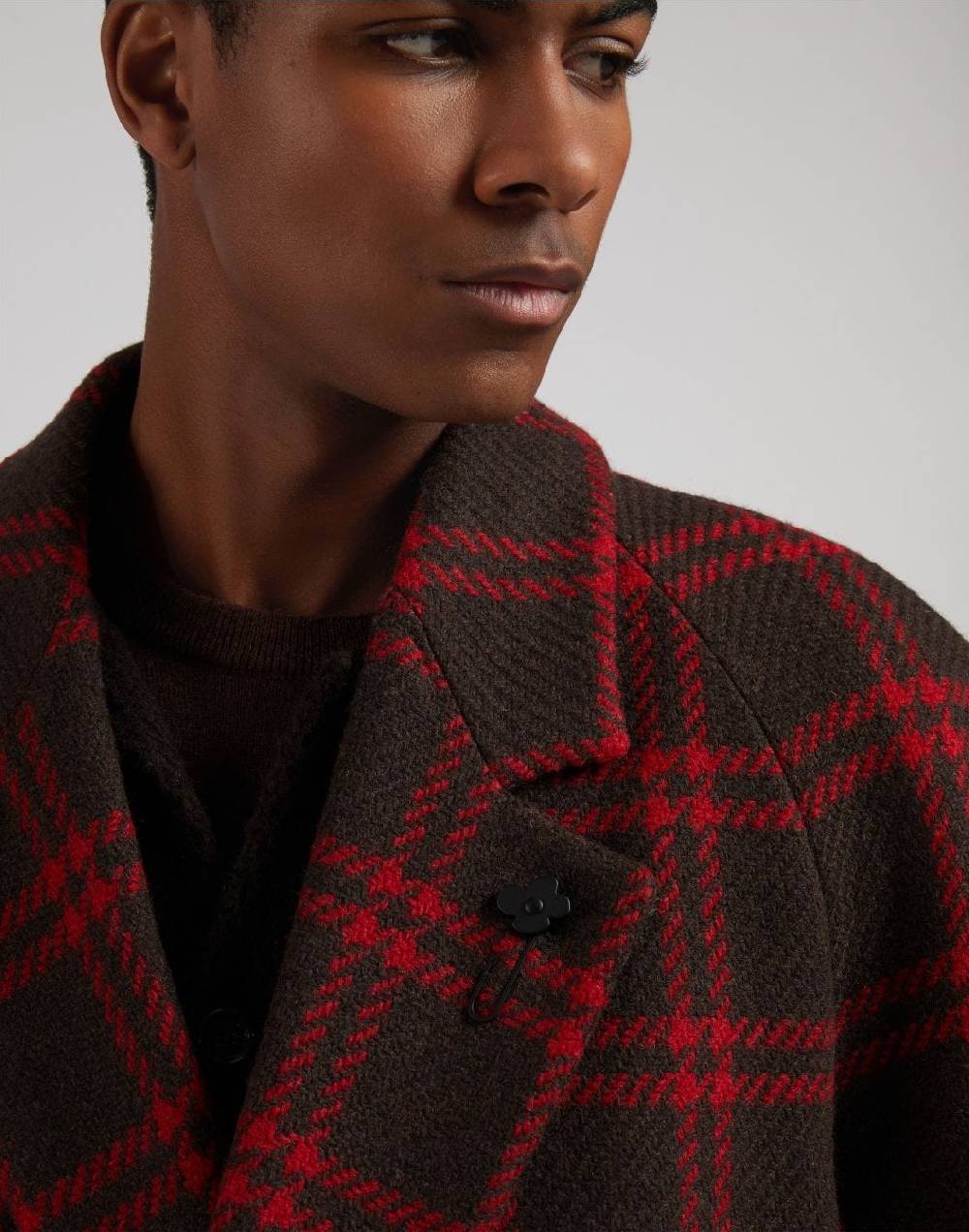Lardini Cappotto doppiopetto maxi quadro in lana inglese shetland Consegna Veloce