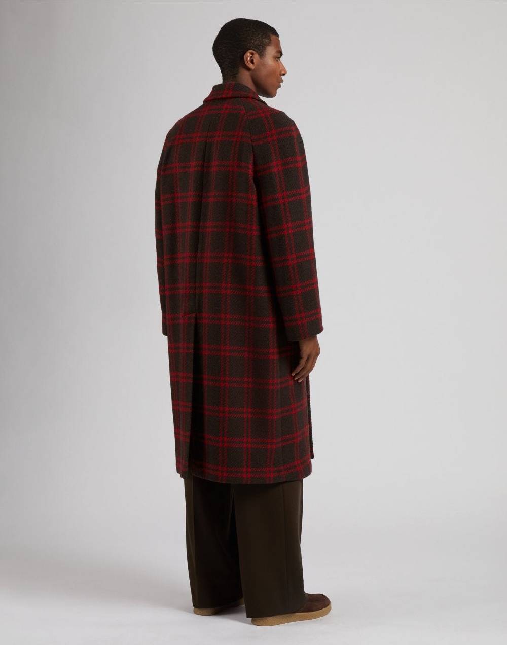 Lardini Cappotto doppiopetto maxi quadro in lana inglese shetland Consegna Veloce