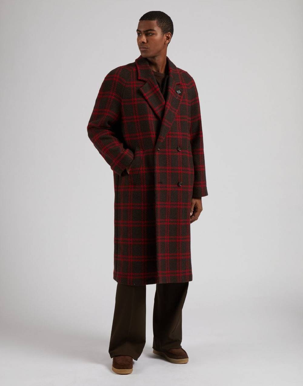 Lardini Cappotto doppiopetto maxi quadro in lana inglese shetland Consegna Veloce