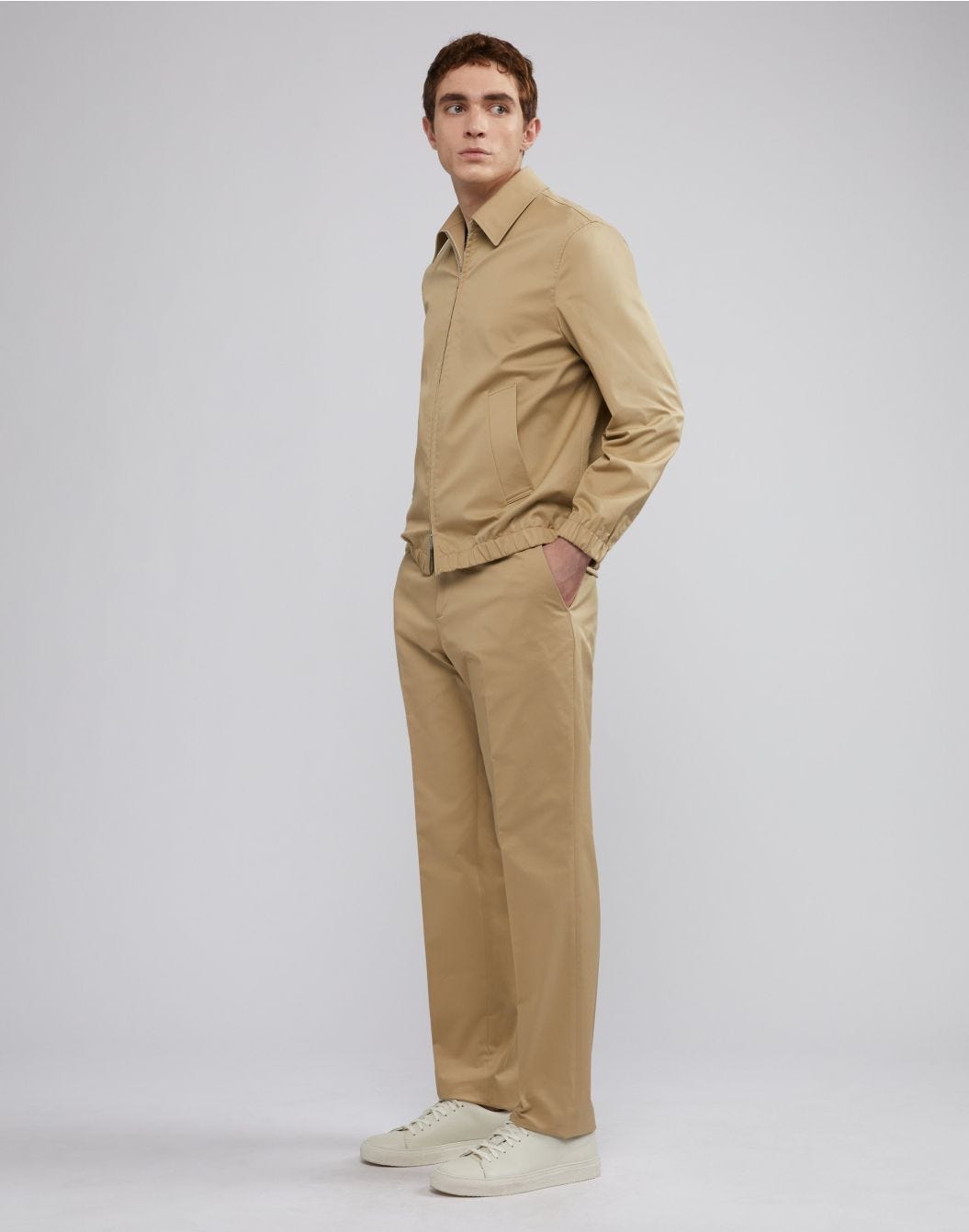 Lardini Pantalone nocciola senza pinces in drill di cotone stretch Fino Al -60%