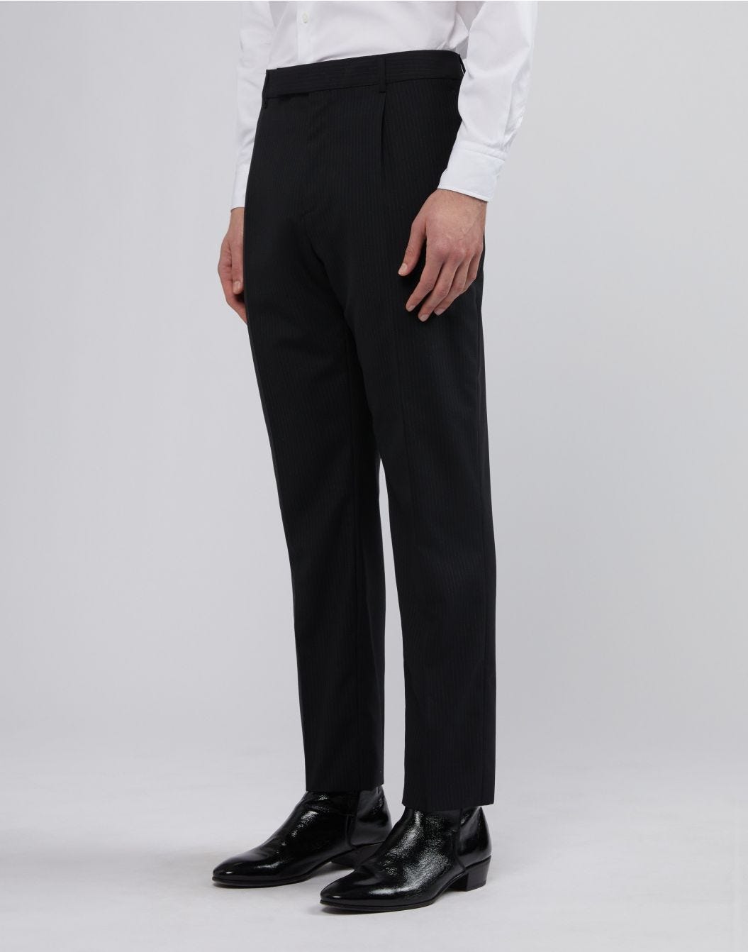 Lardini Pantalone nero con gessatura a contrasto Vendite Flash