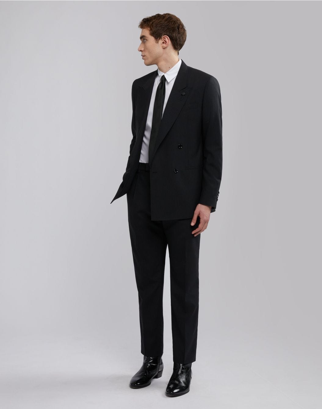 Lardini Pantalone nero con gessatura a contrasto Vendite Flash