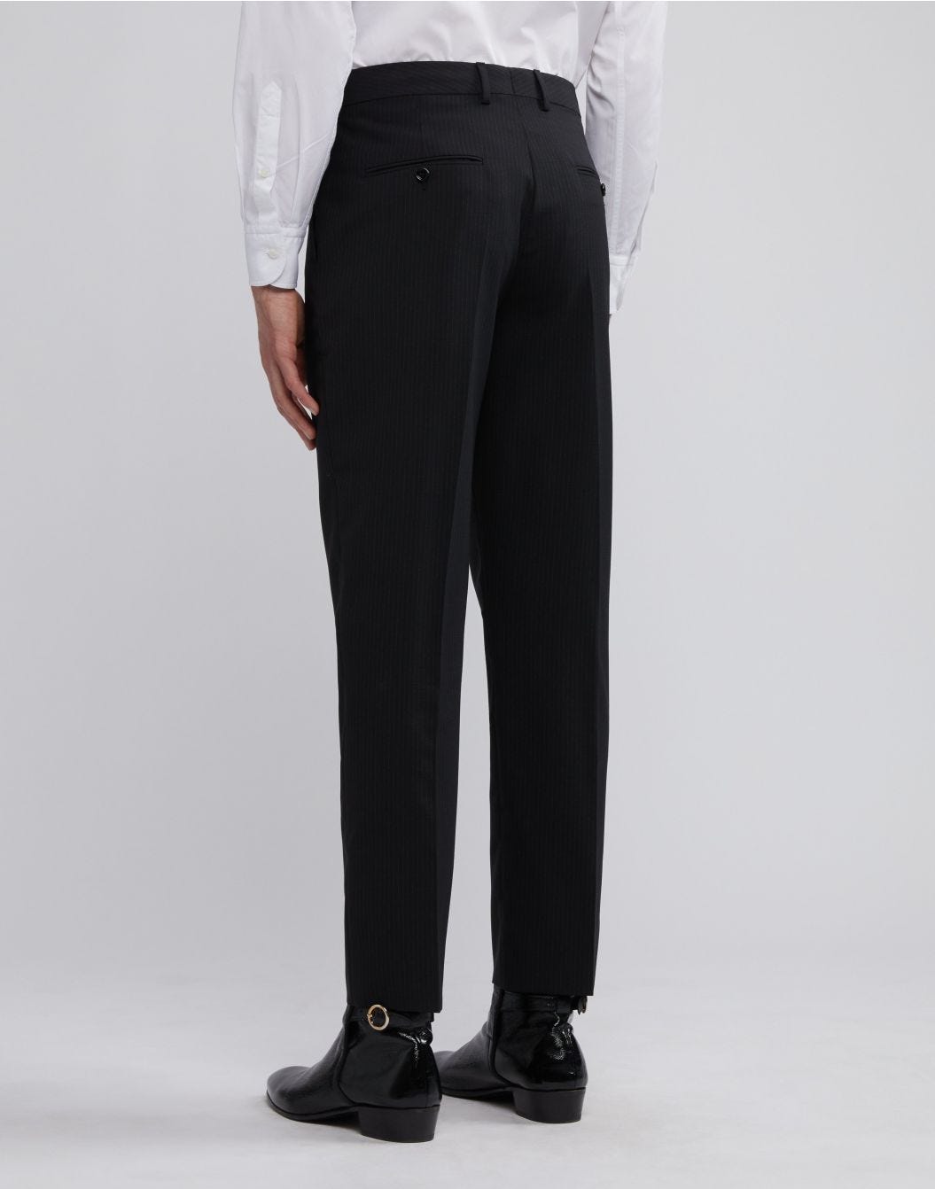 Lardini Pantalone nero con gessatura a contrasto Vendite Flash