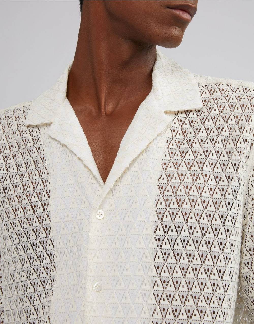 Lardini Camicia bianca in macramè con disegno geometrico 2025