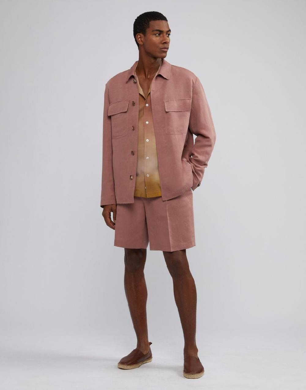 Lardini Bermuda comfort lungo in lino e micro tencel rosa Qualità Garantita