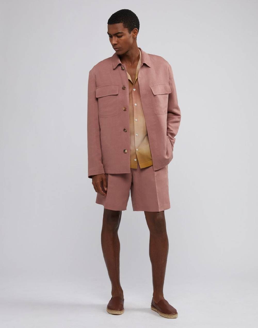 Lardini Giacca camicia rosa in lino e micro tencel 4 tasche Negozi Online