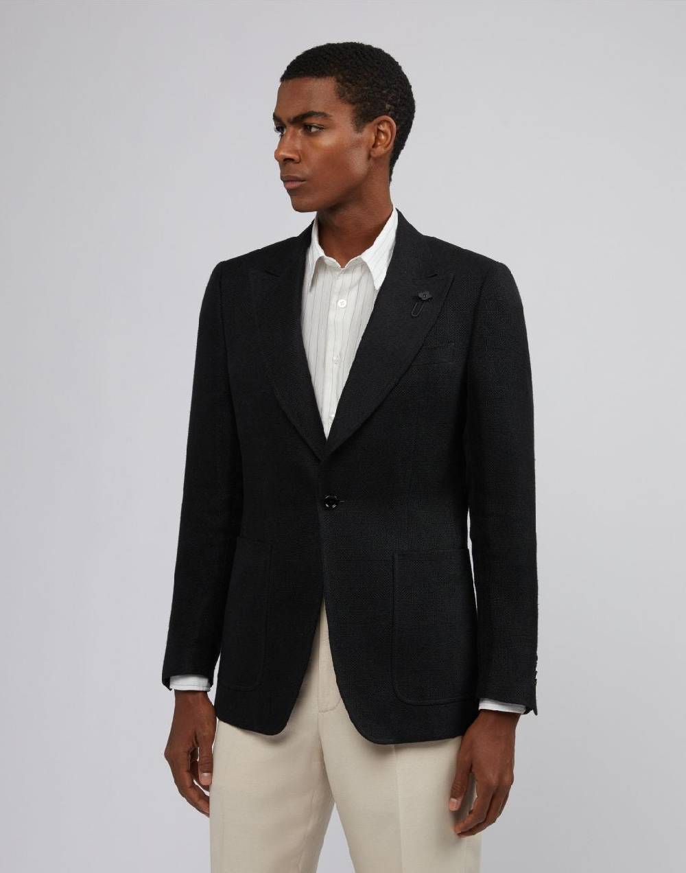 Lardini Giacca monopetto attitude nera in lino Consegna Veloce