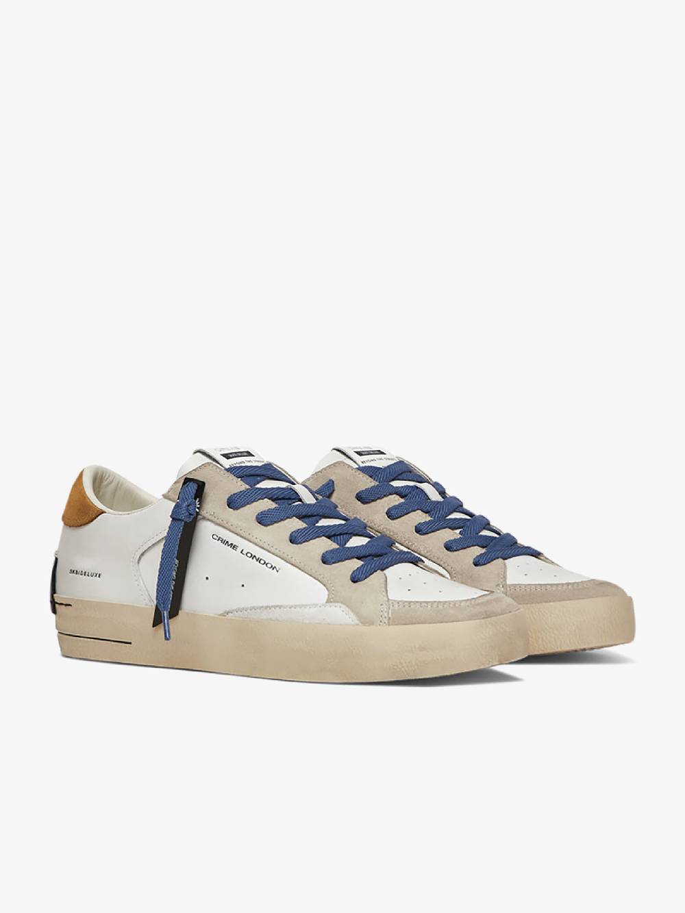 CRIME LONDON Sneakers Sk8 Deluxe 17103PP6 uomo pelle bianco Consegna Veloce