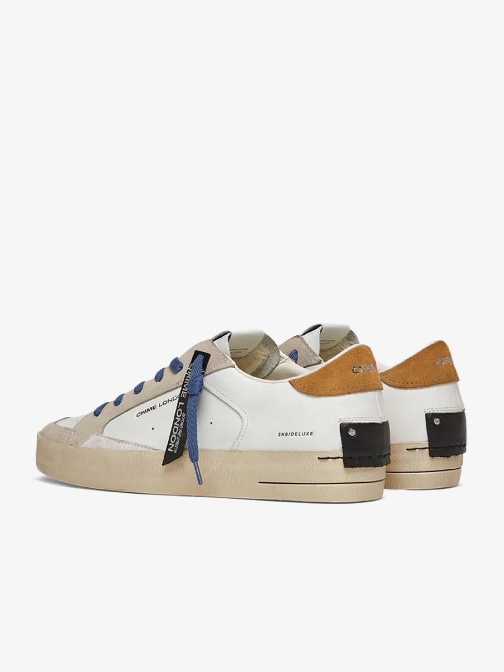 CRIME LONDON Sneakers Sk8 Deluxe 17103PP6 uomo pelle bianco Consegna Veloce