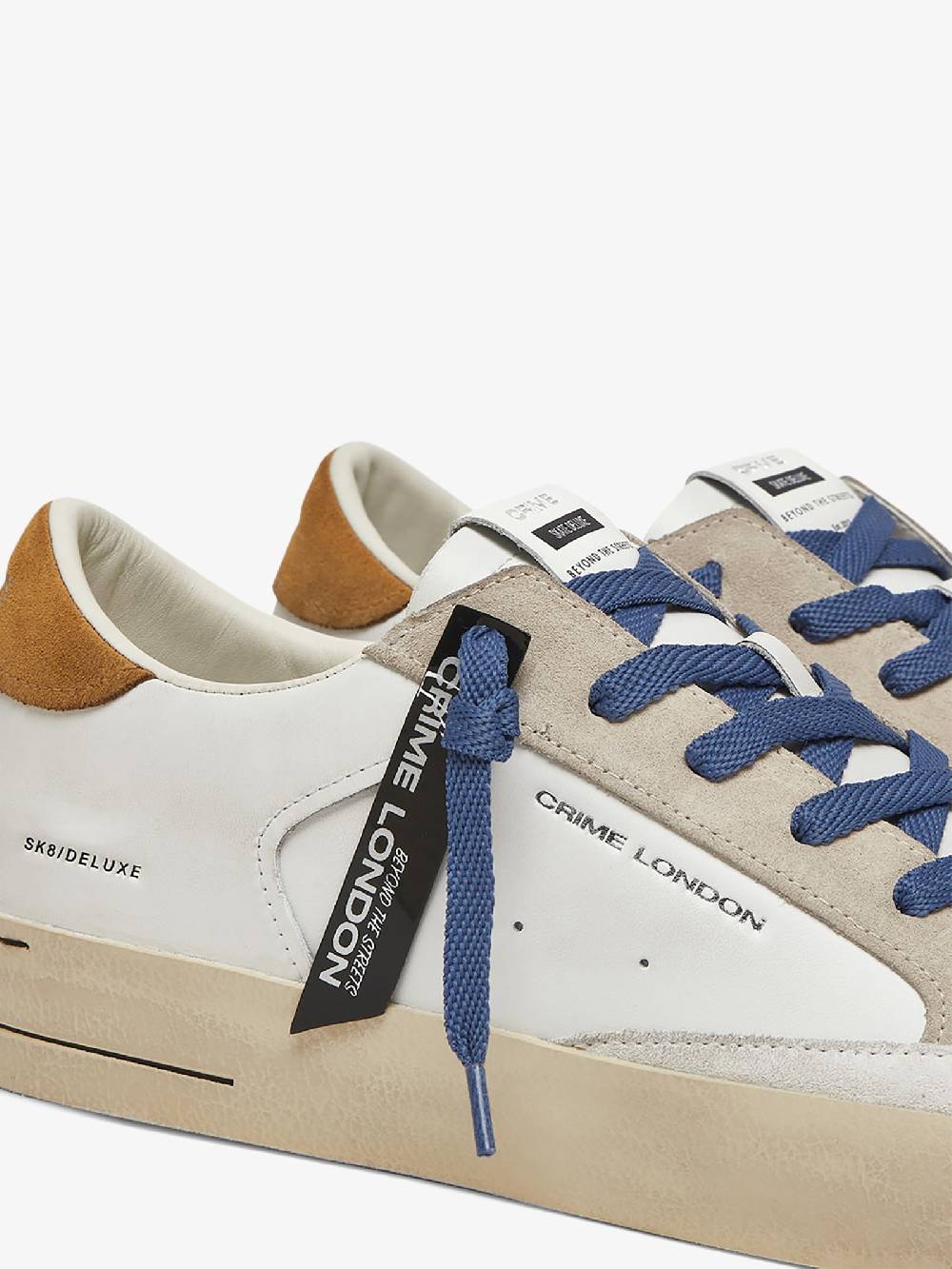 CRIME LONDON Sneakers Sk8 Deluxe 17103PP6 uomo pelle bianco Consegna Veloce