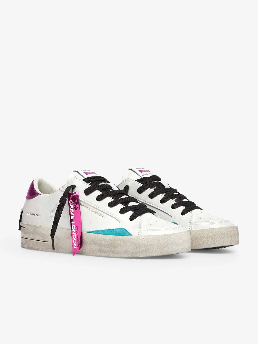 CRIME LONDON Sneakers SK8 Deluxe 28106AA6 donna pelle bianco Promozione