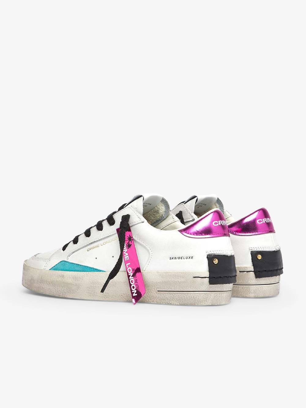 CRIME LONDON Sneakers SK8 Deluxe 28106AA6 donna pelle bianco Promozione