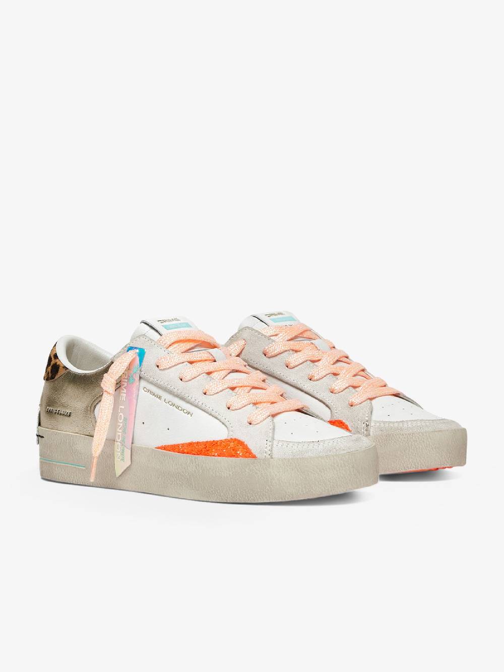 CRIME LONDON Sneakers SK8 Deluxe 27101PP6 donna pelle bianco Offerta Pasqua