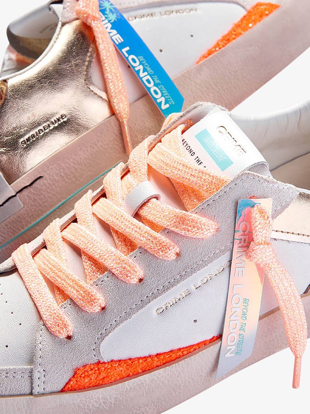 CRIME LONDON Sneakers SK8 Deluxe 27101PP6 donna pelle bianco Offerta Pasqua