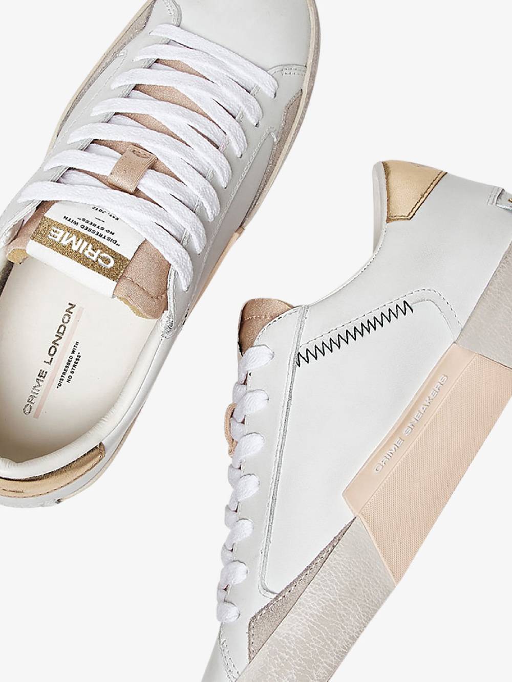 CRIME LONDON Sneakers Distressed 27006PP6 donna pelle bianco Soddisfazione Garantita