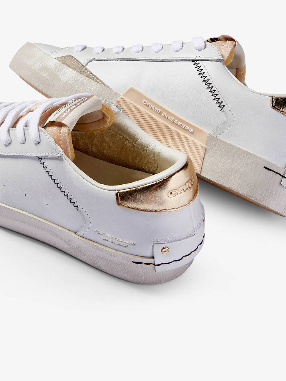 CRIME LONDON Sneakers Distressed 27006PP6 donna pelle bianco Soddisfazione Garantita