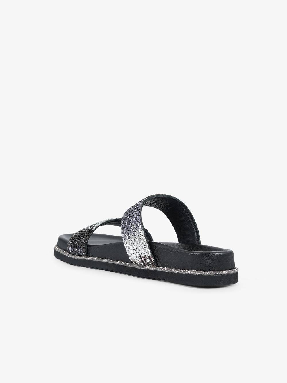 CB FUSION Sandali bassi metallizzato con doppia fascia CBF.R224013 donna pelle grigio Italy