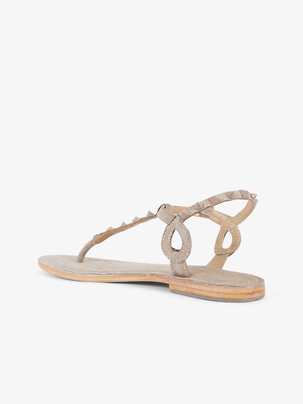 CB FUSION Sandali bassi infradito con borchie piramidali CBF.R224003 donna pelle beige 2025