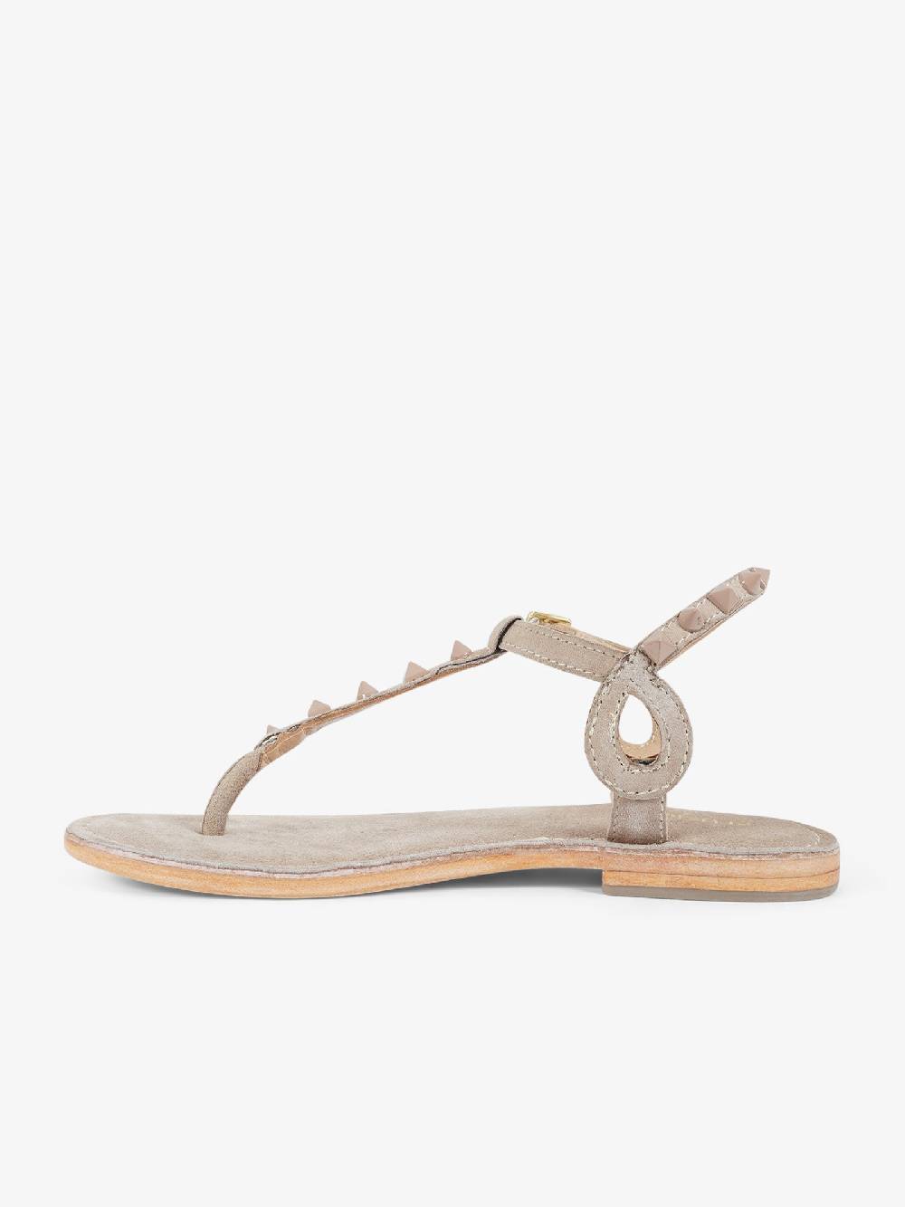 CB FUSION Sandali bassi infradito con borchie piramidali CBF.R224003 donna pelle beige 2025