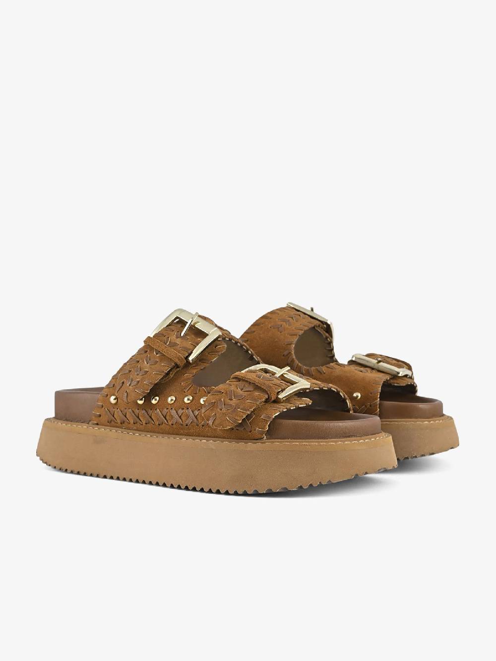 CORAL BLUE Ciabatte platform doppia fascia CB.K224.27 donna pelle marrone Offerta speciale della fabbrica