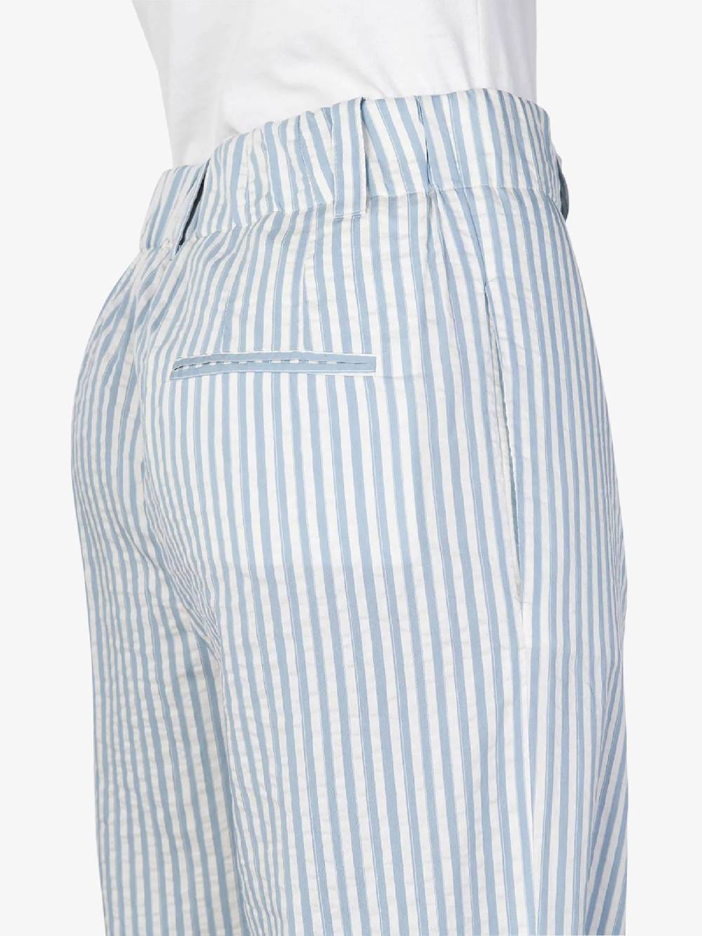 ALYSI Pantalone wide leg a righe 104121P4041 donna cotone azzurro Negozi Online